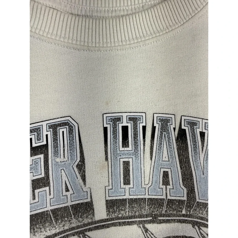 Y2K Hollister Sweatshirt Mens Large White‎ River Hawks Basketball Fleece Graphic